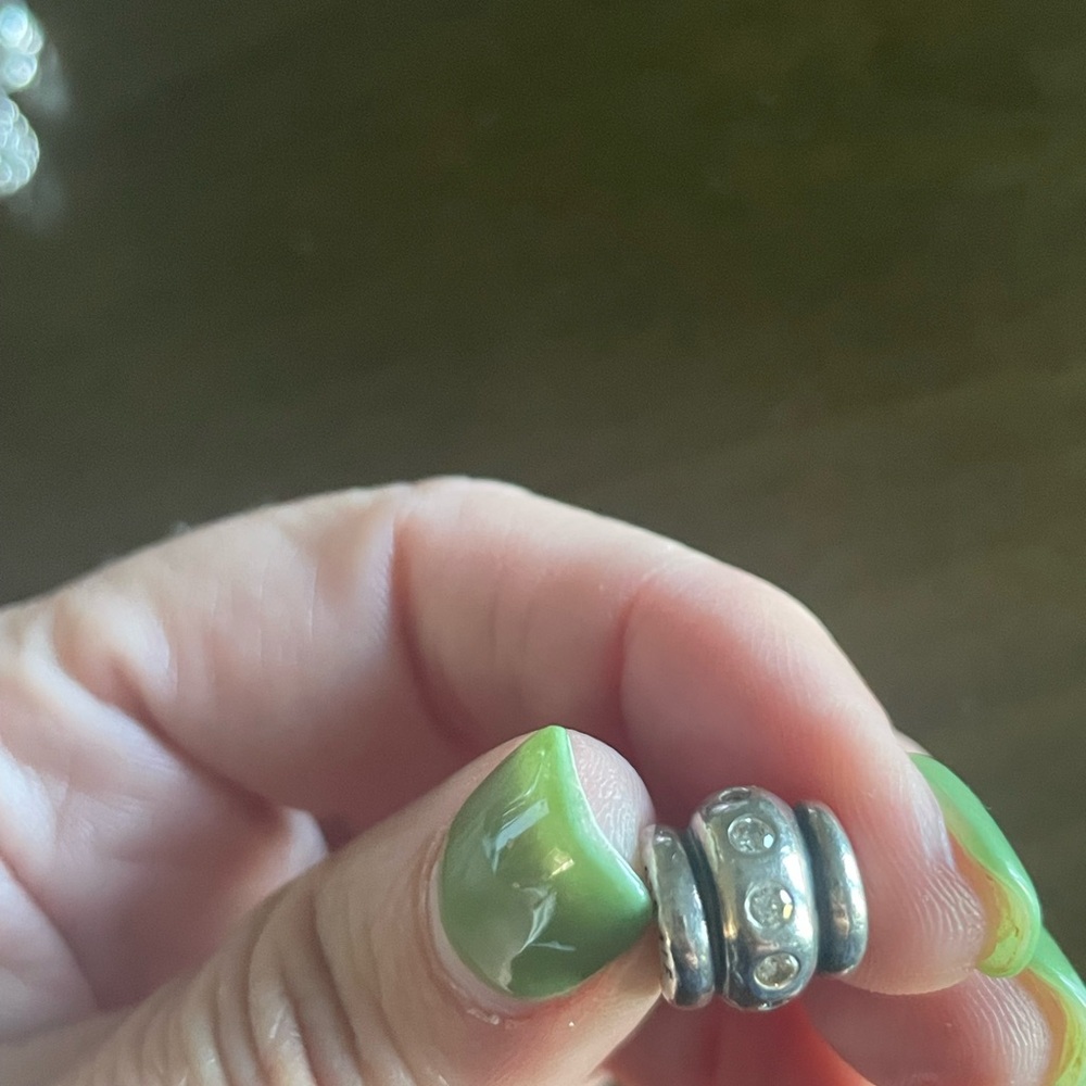 Pandora Silver Charm with Clear Accents